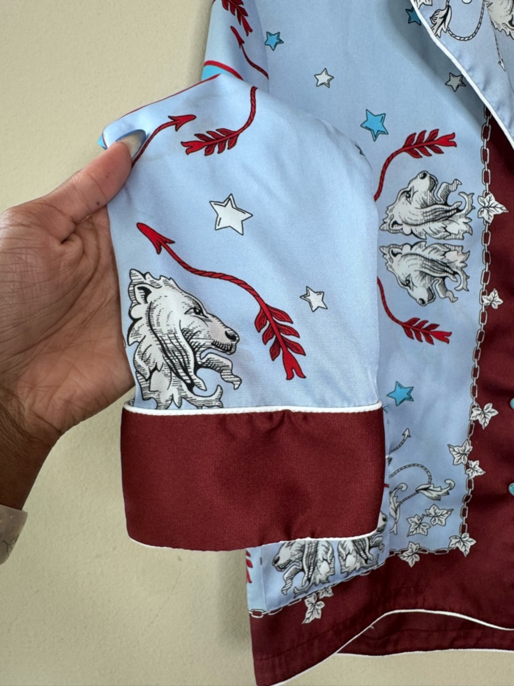 Sandro Paris Printed Pyjama -Style Satin Twill Shirt - Picture 5 of 13